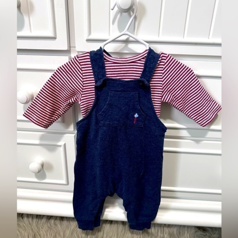Baby 2-Piece Long-Sleeve Tee‎ & Sweater Coverall Set Size 3M
